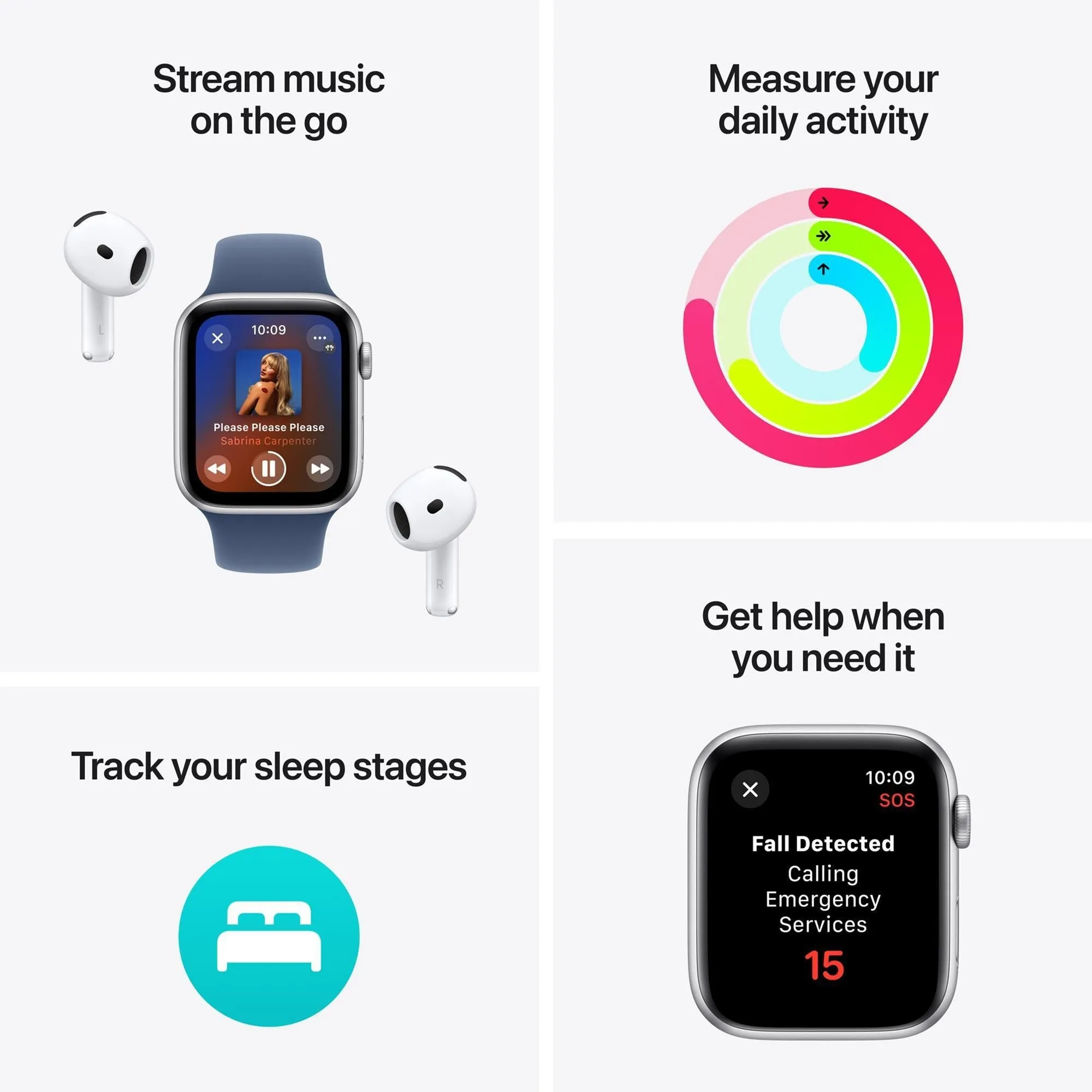 Apple Watch SE GPS + Cellular 44mm Starlight Aluminum Case with Starlight Sport Band - S/M