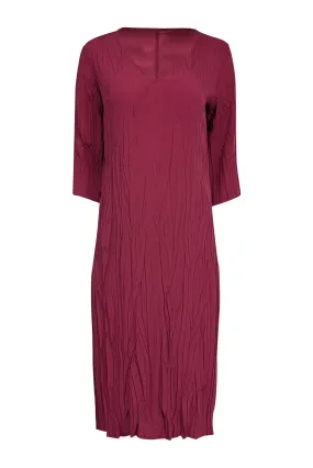 Babette - Magenta Purple Pleated Crop Sleeve Dress Sz XS