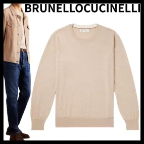 BRUNELLO CUCINELLI  |Crew Neck Cable Knit Unisex Wool Cashmere Chiffon Sweat