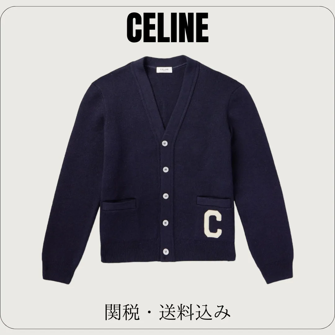 CELINE  |Button-down Unisex Wool Plain Logo Luxury Cardigans