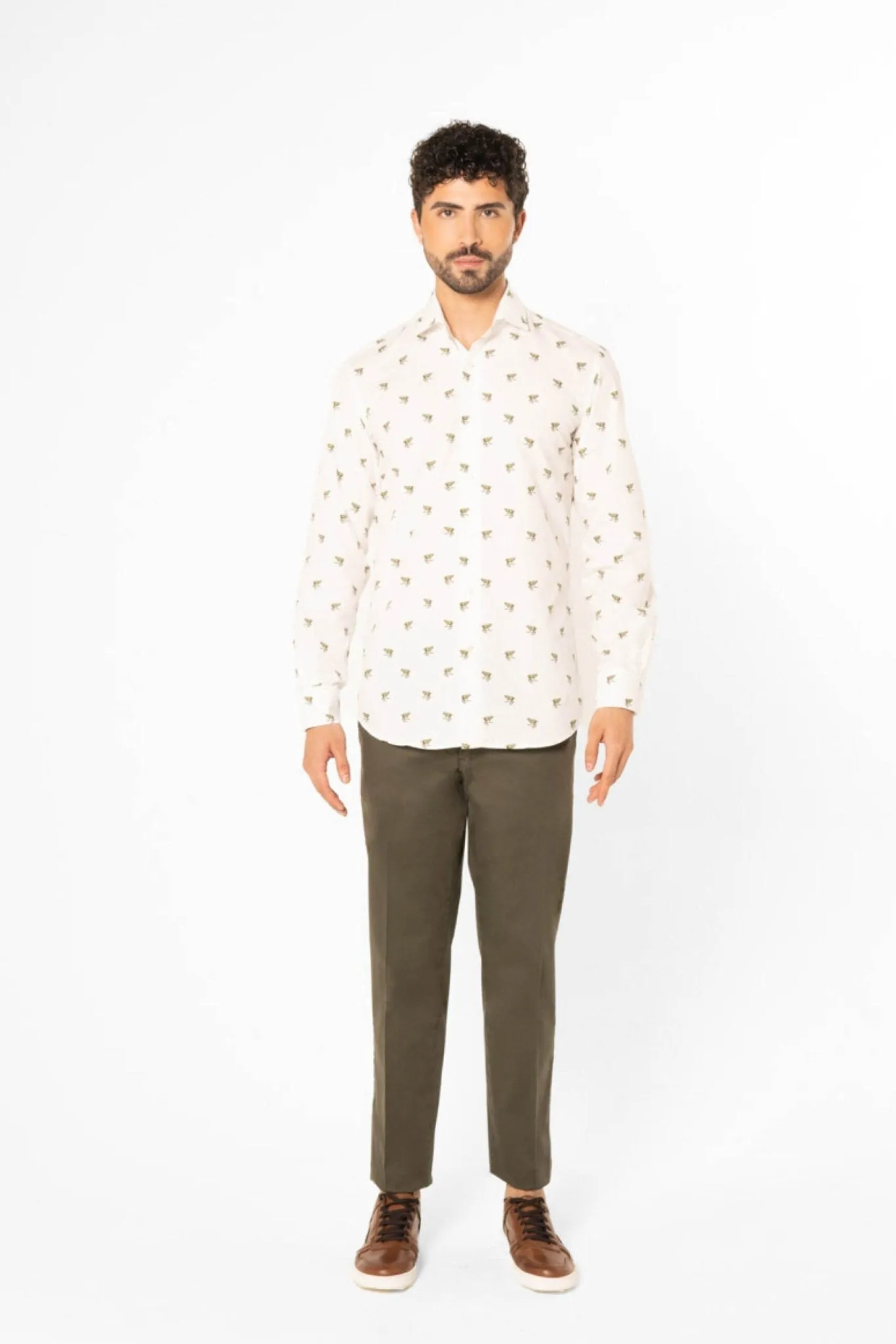 cotton shirt with separate frogs yellow