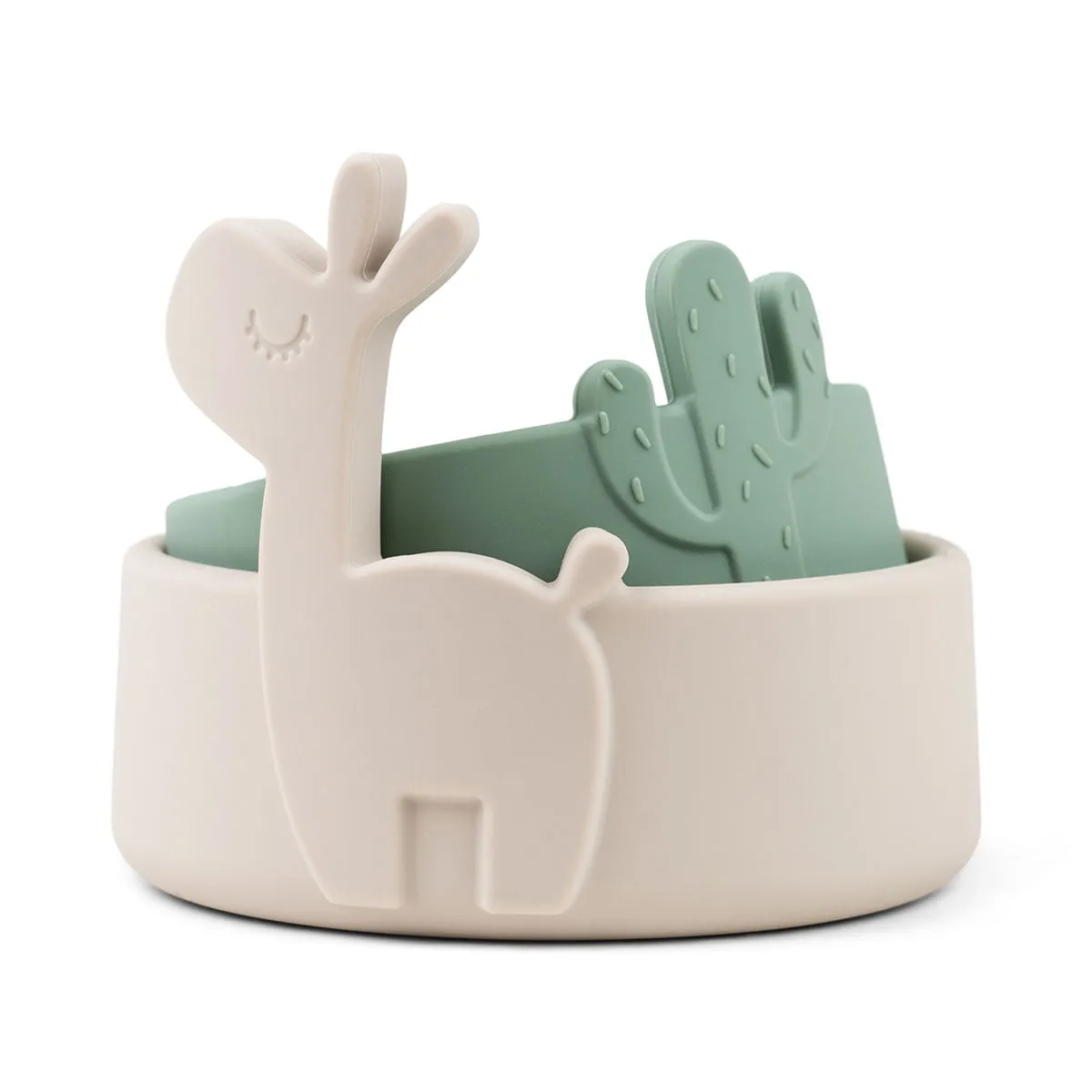 Done by Deer - Silicone bowl, Lalee, sand / green (set of 2)