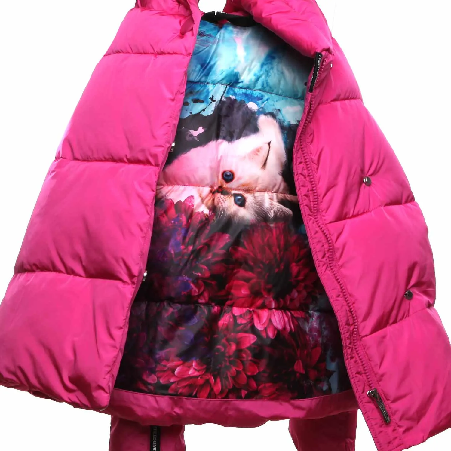 Freedomday Magenta Fluo Quilted Jacket For Girls And Teen