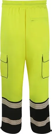 GSS® 8715 Onyx Fleece High Visibility Yellow Sweatpants with Black Bottom - Large/X-Large