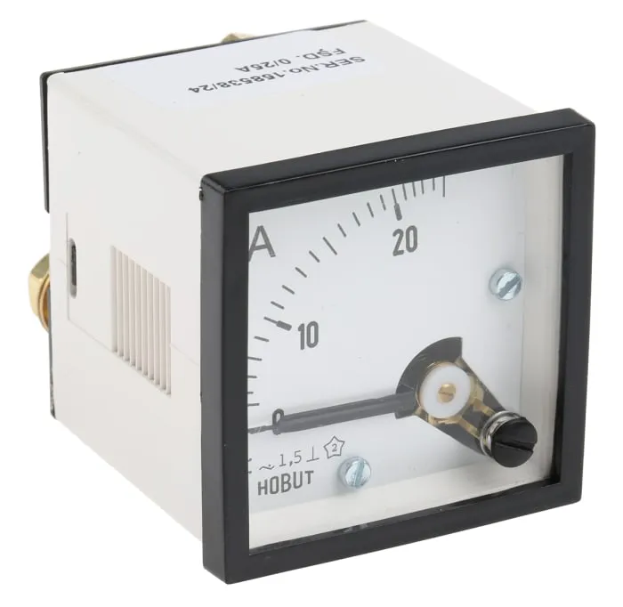 HOBUT D48SD Analogue Panel Ammeter 0/25A Direct Connected AC, 48mm x 48mm Moving Iron