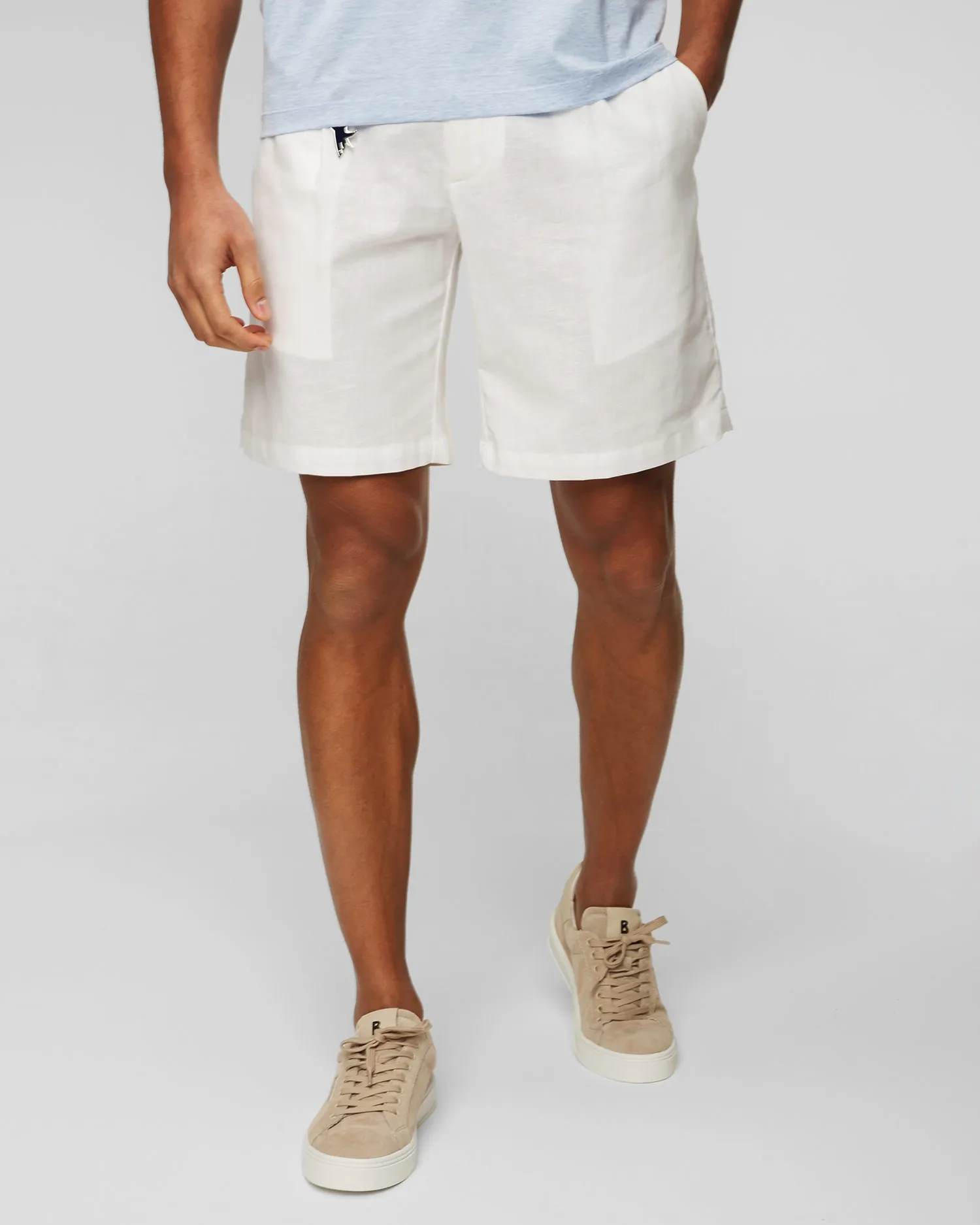 Men's white linen shorts Paul&Shark Bermuda Coulisse 1 Pince 24414095-10
