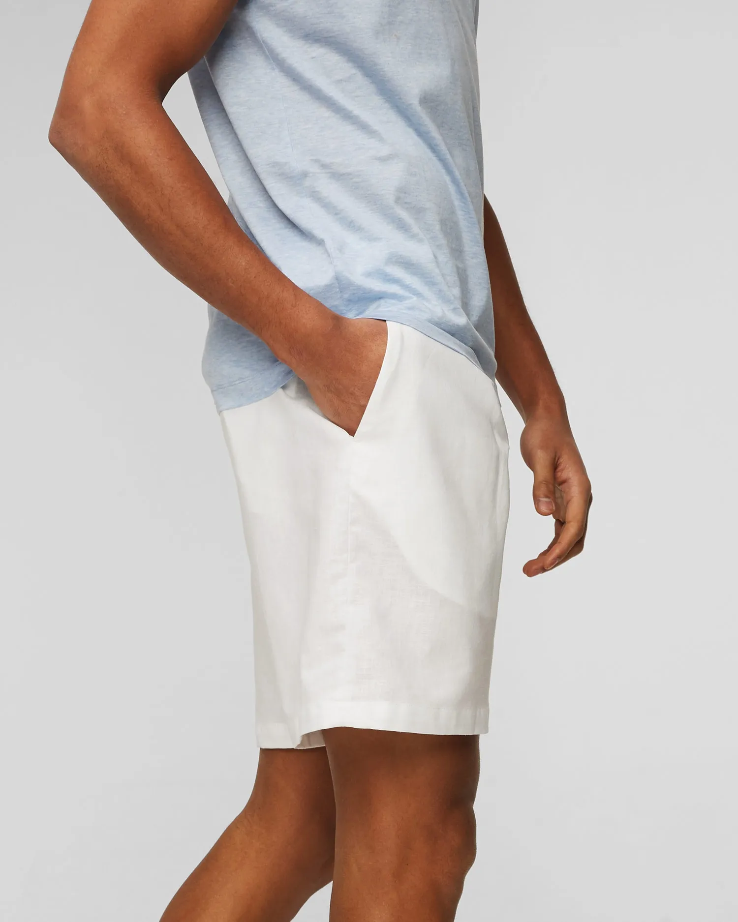 Men's white linen shorts Paul&Shark Bermuda Coulisse 1 Pince 24414095-10