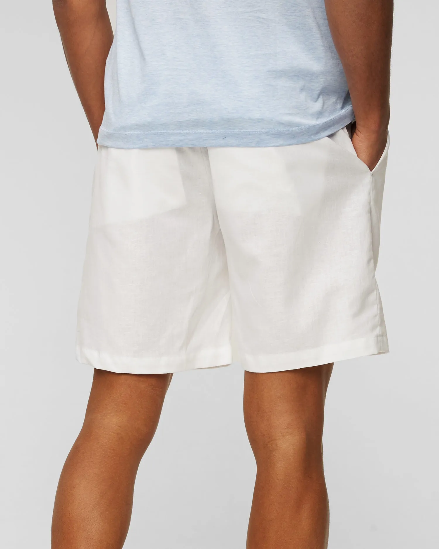 Men's white linen shorts Paul&Shark Bermuda Coulisse 1 Pince 24414095-10