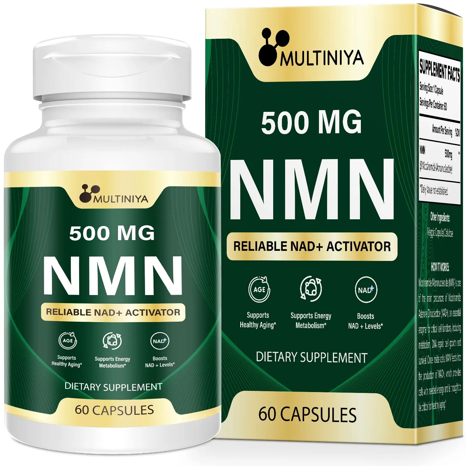 Multiniya NMN 30000MG per Bottles, NMN Supplement for Potent Anti-Aging Cellular Repair & Healthy, Boost NAD+, Maximum Stren