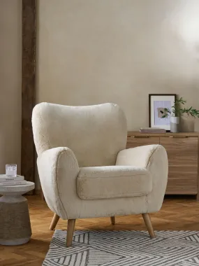 Oslo Faux Fur Light Natural Wilson II Highback Grande Armchair
