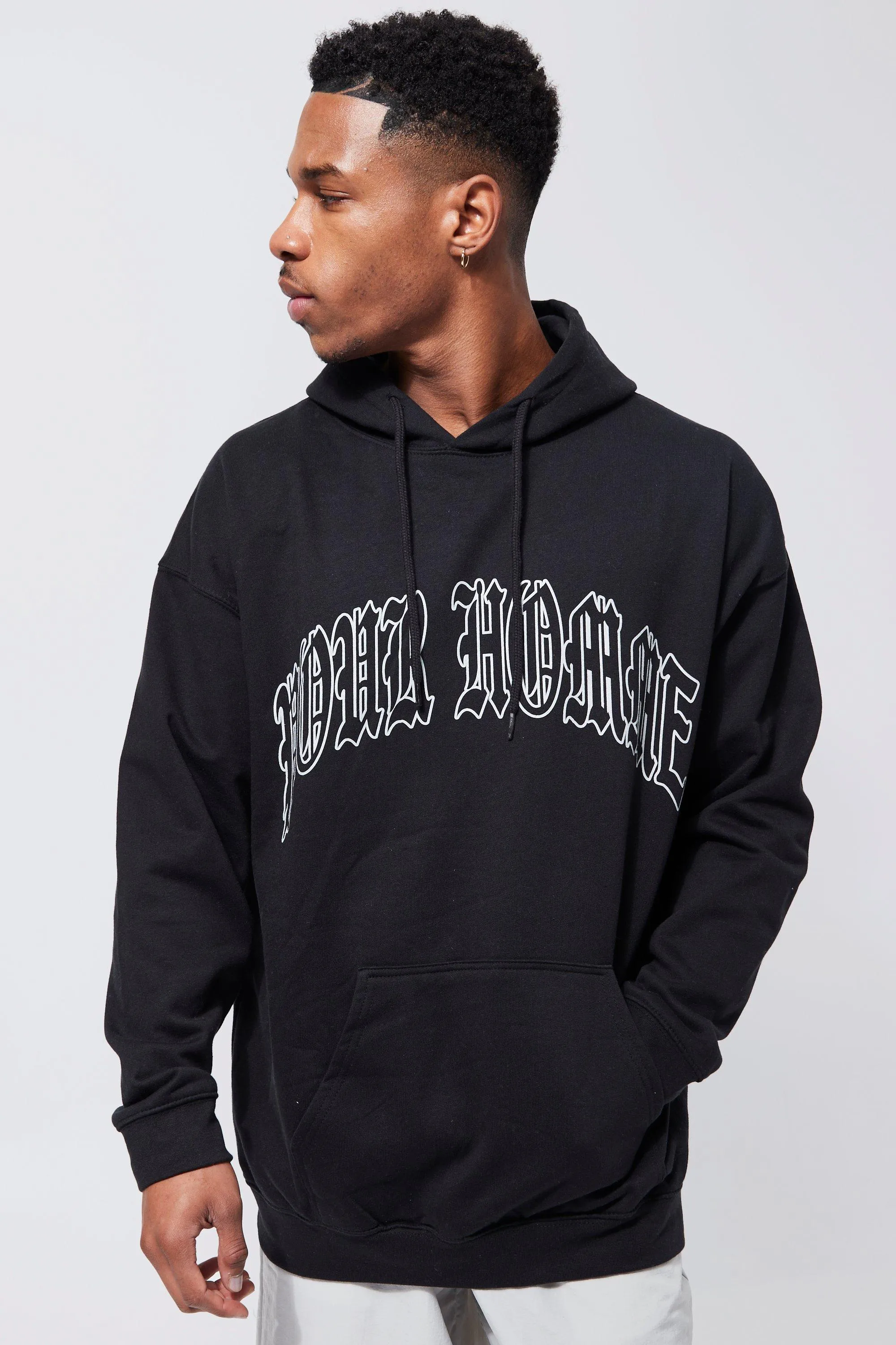 Oversized Statue Graphic Overdyed Hoodie | boohooMAN UK