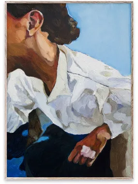 Paper Collective Blue The Man I Met At A Bar Framed Wall Art Print in Natural Oak Frame
