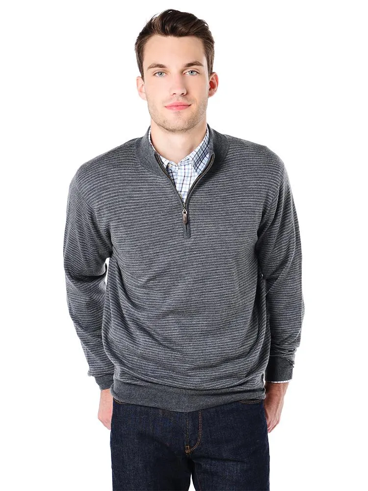     PETER MILLAR  Striped Quarter Zip Sweater    