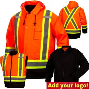Pyramex® RC7P3520 Class 3 Hi-Vis Orange 7-IN-1 X-Back Parka