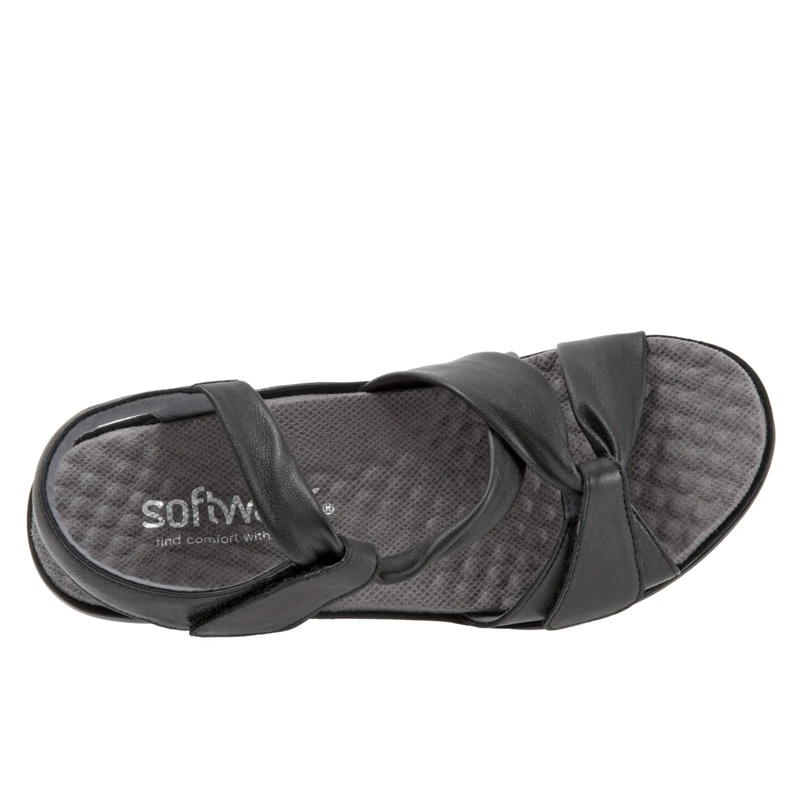 Softwalk Del Ray S1804-001 Womens Black Leather Strap Strap Sandals Shoes