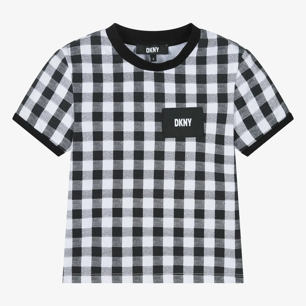 Teen Girls Black & White Gingham T-Shirt