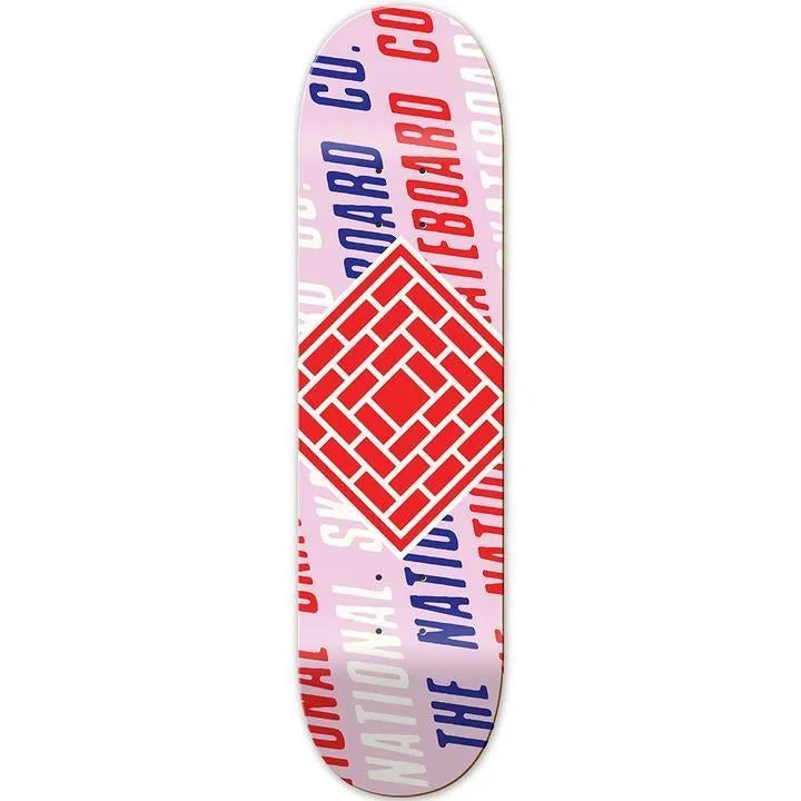 The National Logo Slant Pink Skateboard Deck 8.25